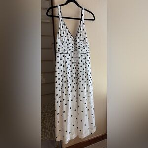 Reiss Black and White Polka Dot Pleated Dress